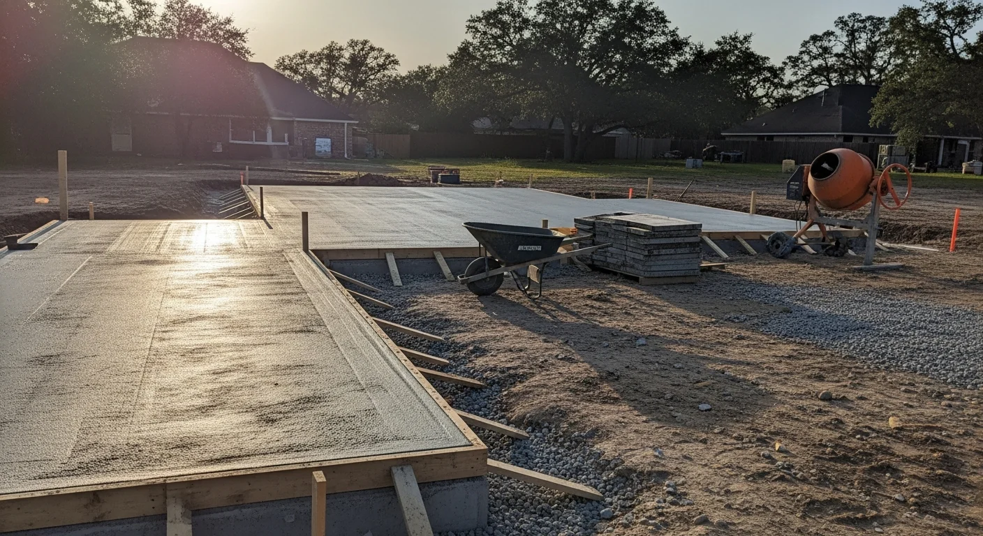 Concrete foundation work for residential construction